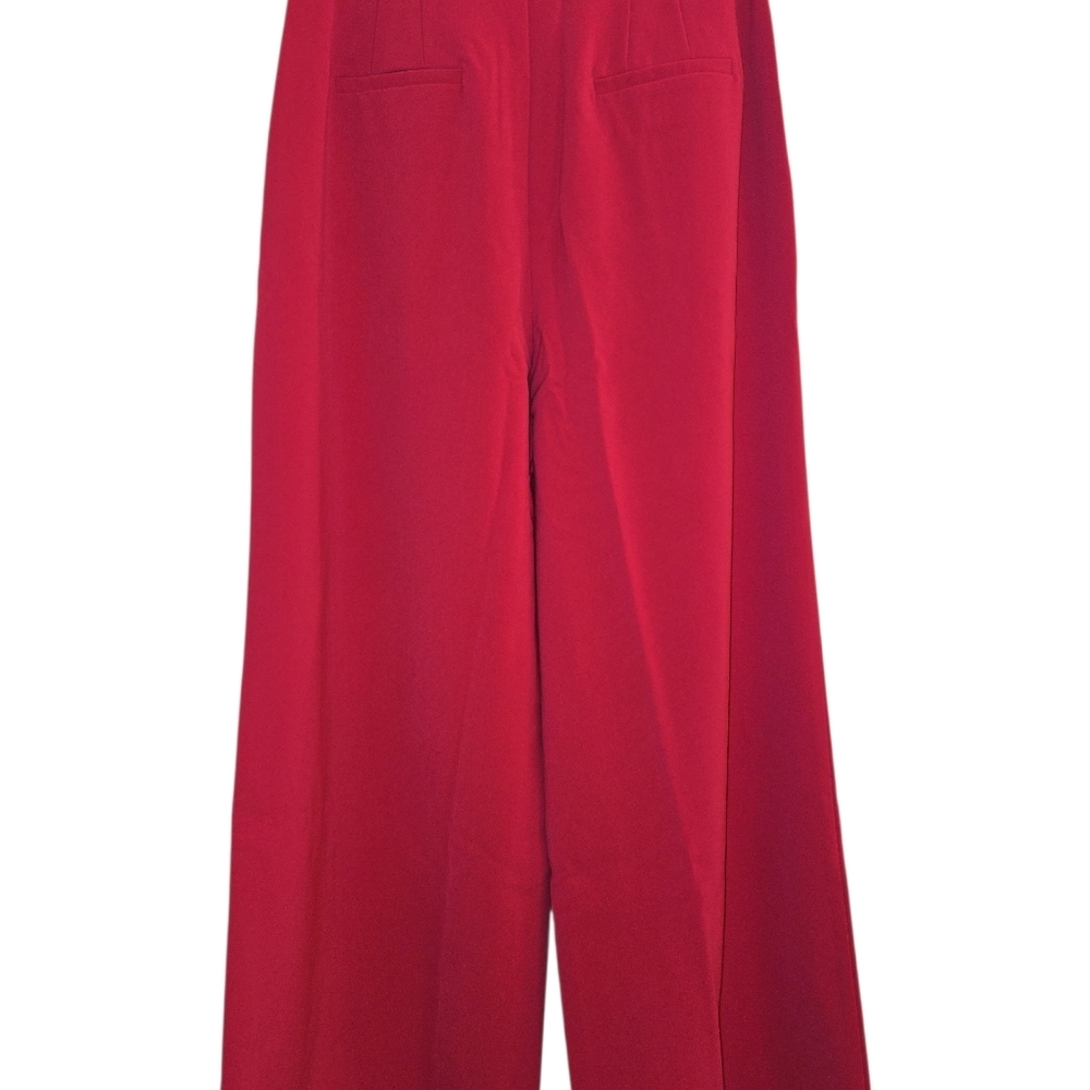 Hot Pink Wide Leg Belted High Rise Preppy Pant Size 10 NWT - Picture 4 of 11